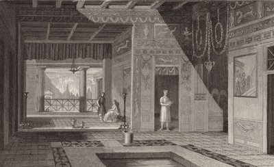 Interieur van een Romeins huis in Pompeii. Illustratie voor Bilder-Atlas door German School