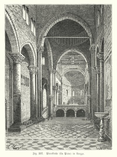 Interieur van de kerk van Santa Maria della Pieve, Arezzo, Italië door German School