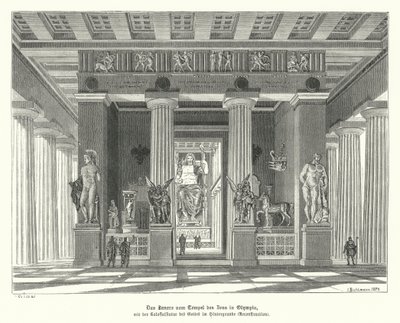 Interieur van de Tempel van Zeus in Olympia, Oud Griekenland door German School