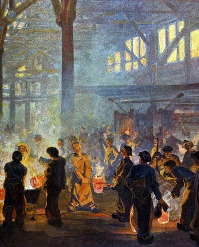 Interieur van een metallurgische fabriek in 1908. Naar Jugend door German School
