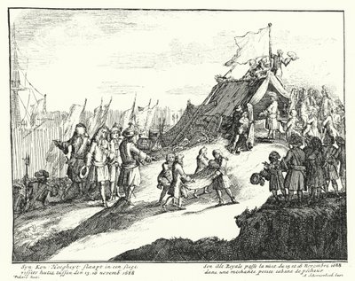 James II van Engeland brengt de nacht van 15/16 november 1688 door in de hut van een arme visser (gravure) door German School
