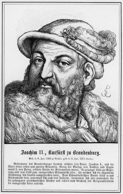 Joachim II, keurvorst van Brandenburg (gravure) door German School