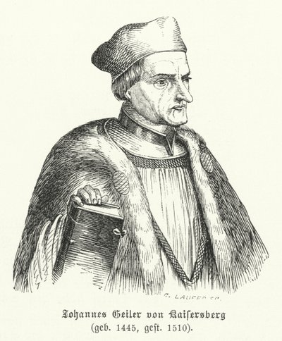 Johann Geiler von Kaisersberg, Zwitserse priester en theoloog (gravure) door German School