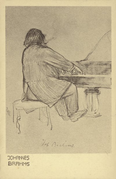 Johannes Brahms speelt piano door German School