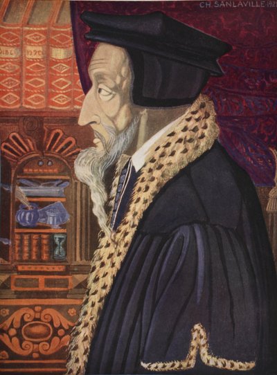 John Calvin, kopie door M. Charles Sanlaville (fl.1920-30), illustratie uit Histoire de la Nation Francaise, door Gabriel Hanotaux (1853-1944), 1924 door German School