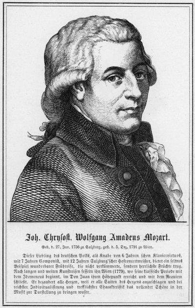 Johannes Chrysostomus Wolfgang Amadeus Mozart (gravure) door German School