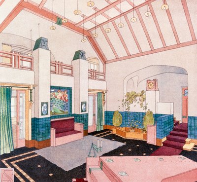 Jugendstil of vroege modernistische stijl woonkamer door German School