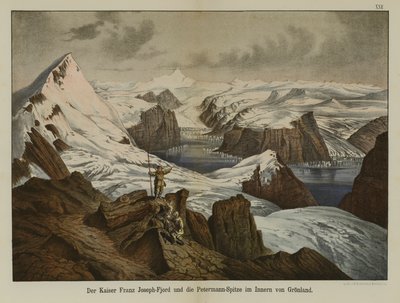 Kaiser Franz Joseph Fjord en Petermann Peak, Groenland (kleur litho) door German School