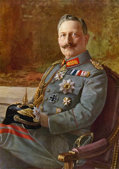 Kaiser Wilhelm II (kleurenlitho) door German School