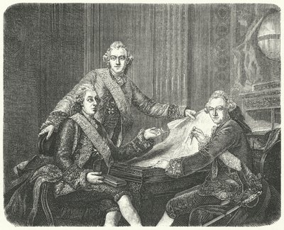 Koning Gustav III van Zweden in overleg met zijn broers Charles en Frederick Adolf door German School