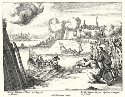 Koning James II van Engeland landt in Kinsale, Ierland door German School
