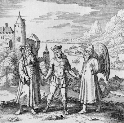 Koning en gezonde geest leiden de prins uit Musaeum Hermeticum door German School