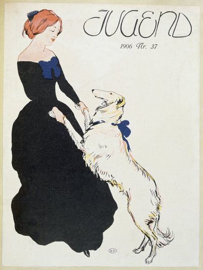 Dame met een Windhond, illustratie uit Jugend, 1906 door German School