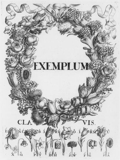 Taal van bloemen, illustratie uit Cryptographia, oder geheime Schrifften door Johann Balthasar Friderici, gepubliceerd in Hamburg, 1685 door German School