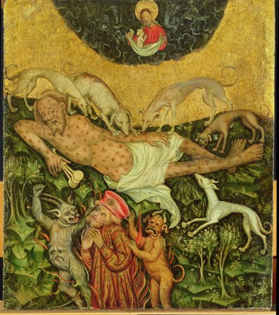 Lazarus en de rijke man, ca. 1400 door German School