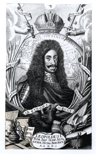Leopold I (1640-1705), Koning van Hongarije en Heilige Roomse Keizer, gegraveerd door Philipp Kilian door German School