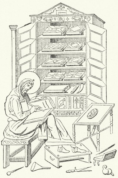 Bibliotheek van een burger van het Oost-Romeinse Rijk (gravure) door German School
