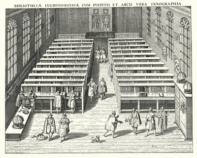 Bibliotheek van de Universiteit van Leiden (gravure) door German School