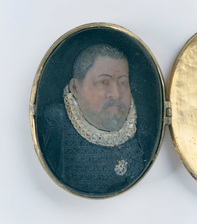 Medaillon met wasminiatuurportret van Landgraaf Wilhelm IV (detail) door German School