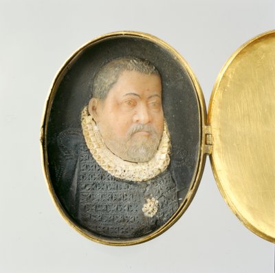 Medaillon met wasminiatuurportret van landgraaf Wilhelm IV (was en verguld zilver) door German School