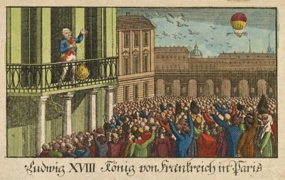 Lodewijk XVIII Koning van Frankrijk in Parijs, uitgegeven 1814 door German School