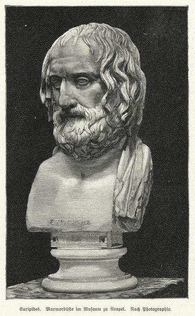 Marmeren buste van Euripides, oude Griekse toneelschrijver door German School