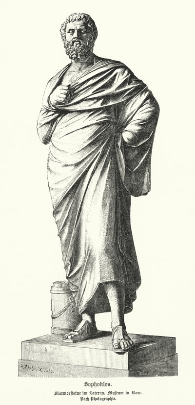 Marmeren standbeeld van Sophocles, Oud-Griekse toneelschrijver door German School