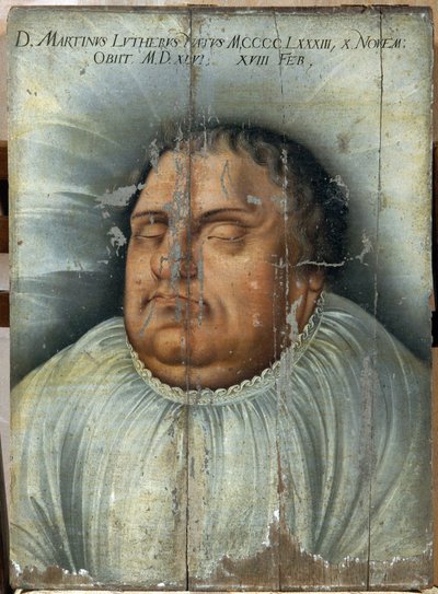 Martin Luther (1483-1546) op zijn sterfbed. Anoniem schilderij door German School