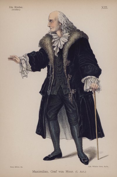 Maximilian, Graaf von Moor, uit Die Räuber van Friedrich Schiller door German School