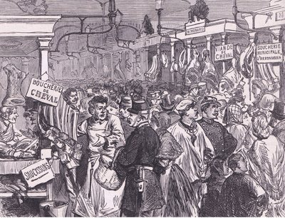 Vleesmarkt in Parijs, Cassells Geschiedenis van de Oorlog tussen Frankrijk en Duitsland gepubliceerd door Cassell and Company Limited, ca. 1890 door German School