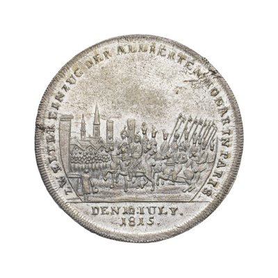 Medaille ter herdenking van Wellington en Blücher bij Waterloo door German School