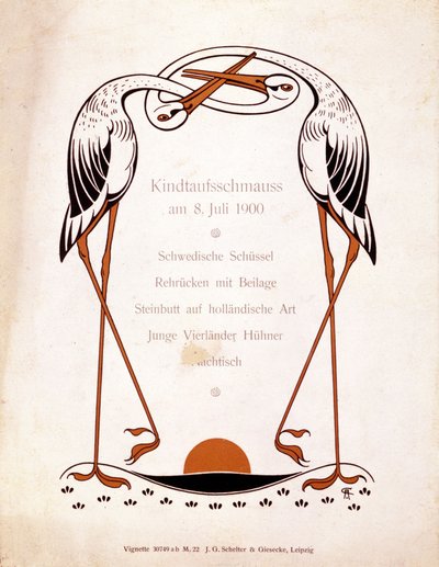Menu voor een doopmaal. Duitsland, 8/07/1900. door German School