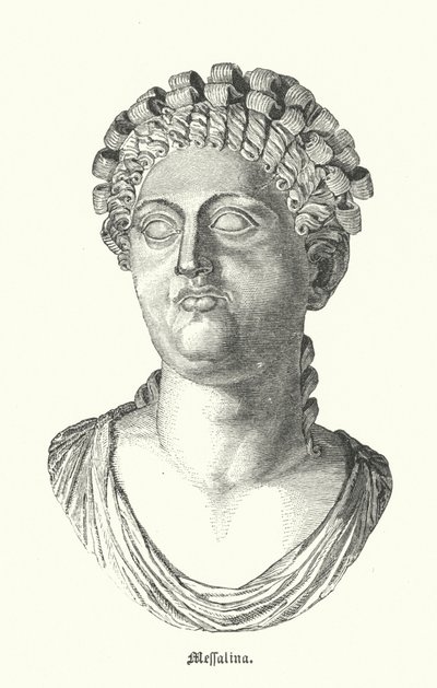 Messalina, derde vrouw van de Romeinse keizer Claudius (gravure) door German School