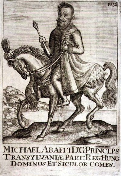 Michael Apafi, Prins van Transsylvanië, illustratie uit een boek over de Ottomaanse campagnes in Europa, gegraveerd door Paul Furst door German School