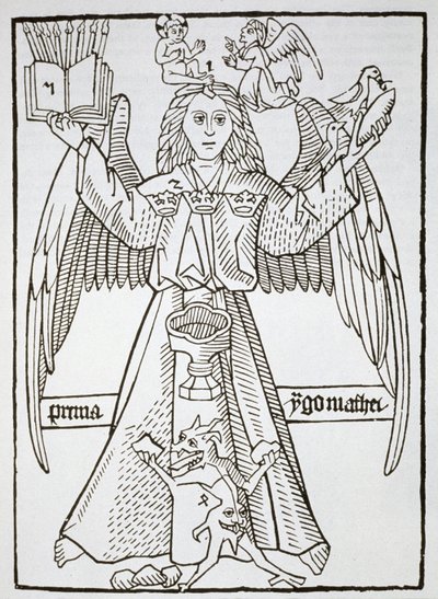 Mnemonische Figuur, uit Ars Memorandi, c.1470, (herdrukt 1883) geïllustreerd in een geschiedenis van magie gepubliceerd eind 19e eeuw door German School