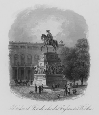 Monument voor Frederik de Grote, Berlijn (staalgravure) door German School