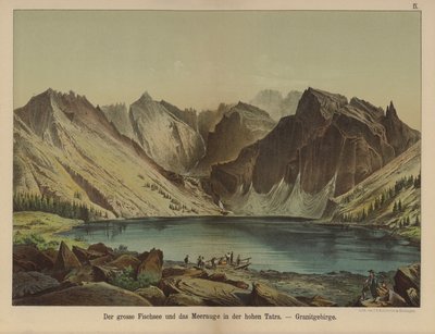 Morskie Oko, meer in de granieten Hoge Tatra (kleur litho) door German School