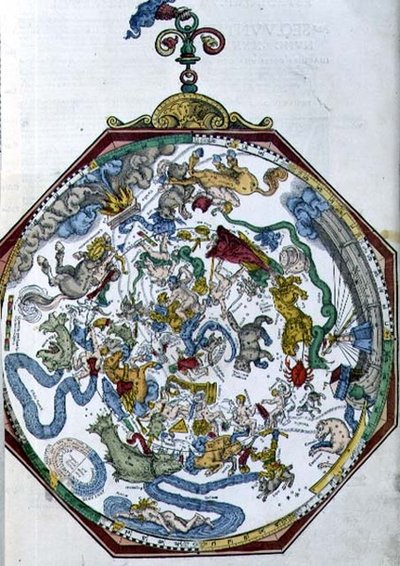 De posities van de sterrenbeelden in de noordelijke hemel, illustratie uit 