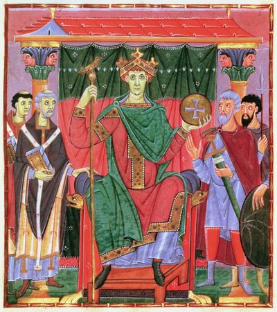Ms Cim.4453 f.42r Heilige Roomse Keizer Otto III op de troon (980-1002), c.998 door German School