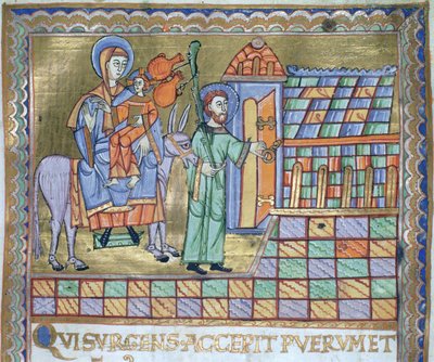 De vlucht naar Egypte, uit het Evangeliarium van de kathedraal van Plock door German School