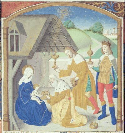 Ms Hunter 36 f.44r Geboorte, uit Vita Christi, door Ludolf van Saksen, ca. 1300-7778 door German School