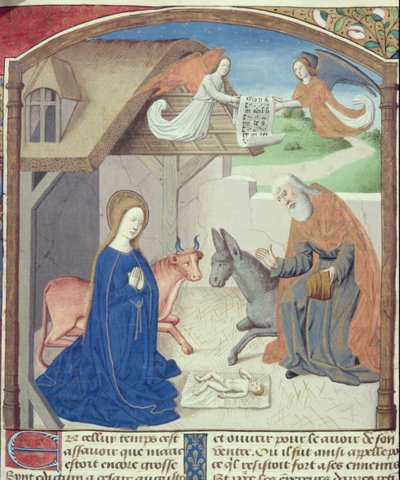 Ms Hunter 36 f.55v Heilige Familie, uit Vita Christi, door Ludolf van Saksen, ca. 1300-7778 door German School