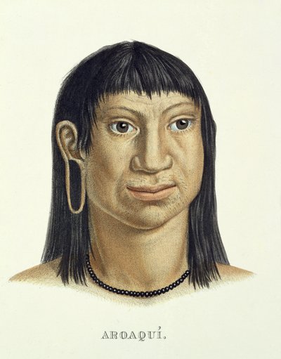 Inheemse man van de Aroaqui-stam, uit Atlas van een reis in Brazilië door Johann Baptist von Spix (1781-1826) en Karl Friedrich Philipp Martius (1794-1868), gepubliceerd ca. 1835-50 door German School