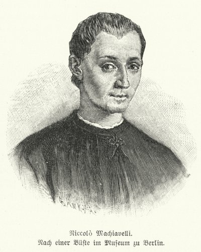 Niccolo Machiavelli, Italiaanse diplomaat, politicus, filosoof en schrijver (litho) door German School