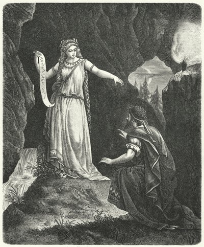 Numa Pompilius met de nimf Egeria (gravure) door German School