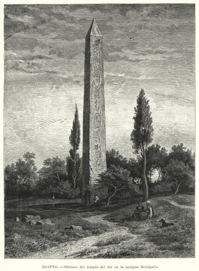 Obelisk van de Oude Egyptische Zonnetempel in Heliopolis door German School