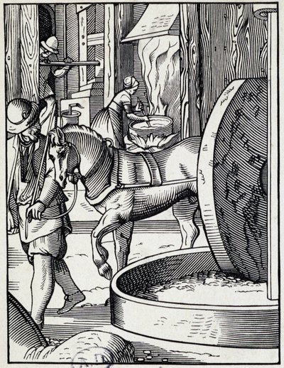 Oliepers - Duitse gravure door German School