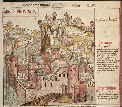 Oud Londen, uit de Neurenberg Kroniek door Hartmann Schedel (1440-1514) 1493 door German School