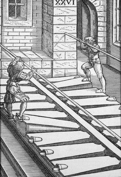 Orgelbalgen en blazers in de kathedraal van Halberstadt, uit 