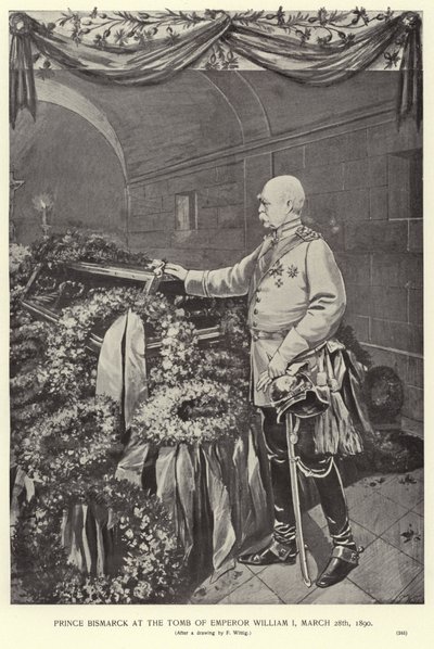 Otto von Bismarck bij het graf van keizer Willem I door German School